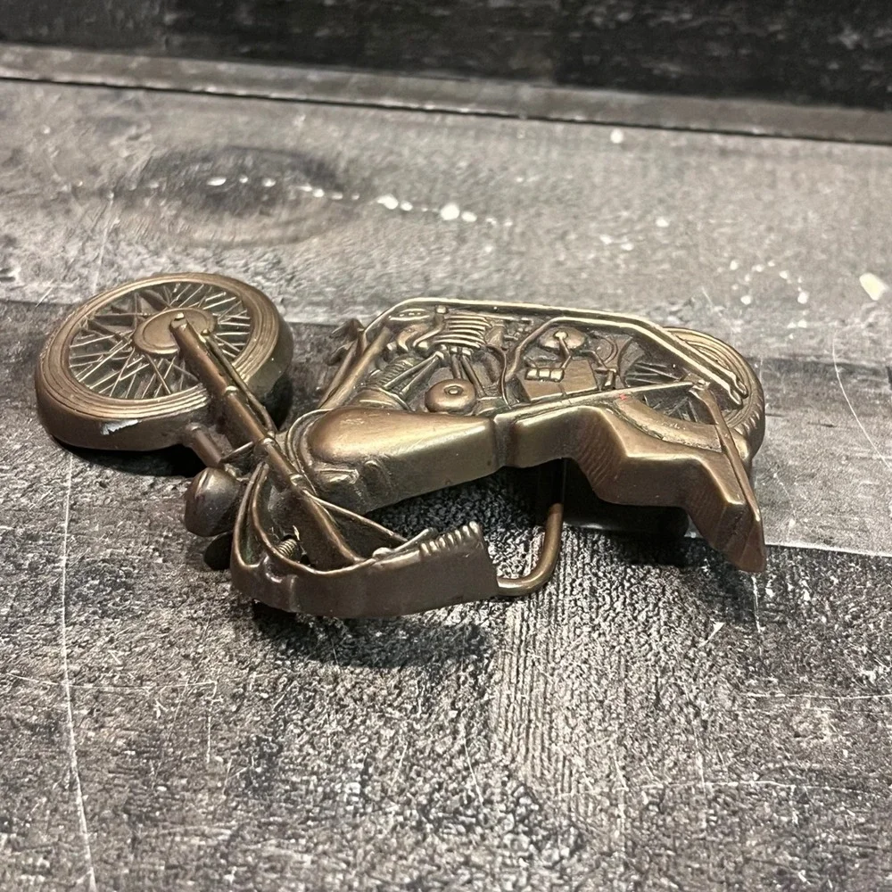 Vintage 1979 Baron Buckle Solid Brass Motorcycle Chopper Biker Belt Buckle 6132